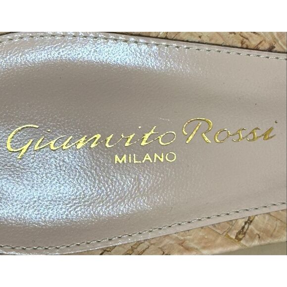 GIANVITO ROSSI BEBE CAMOSCIO+CORK Heeled Sandals in Biege NWB Size 41/ US 11 - Picture 10 of 10